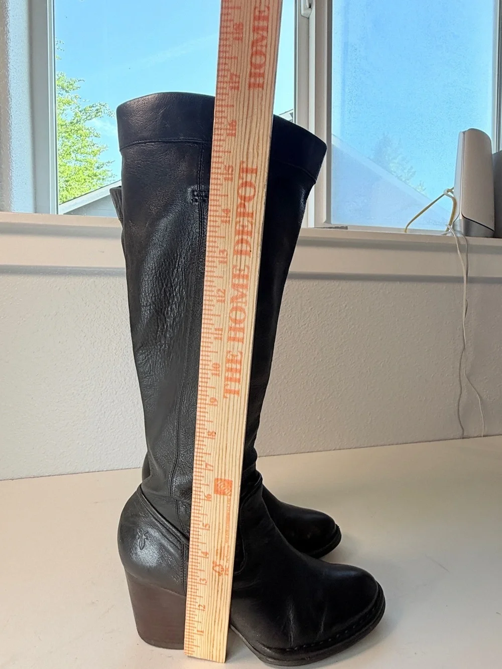 Frye Rory Scrunch Tall Black Leather Boots Womens 7 M Buttery soft Leather